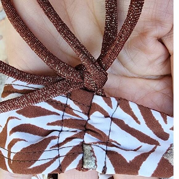 Vitamin A Animal Metallic Cheeky Cinched Side Tie High Leg Bikini Bottom 8 NEW - Picture 7 of 8